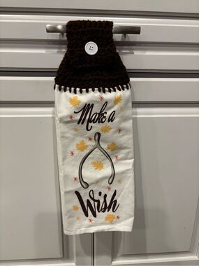 Crochet Top Kitchen Towel-Make a wish. (Wishbone)